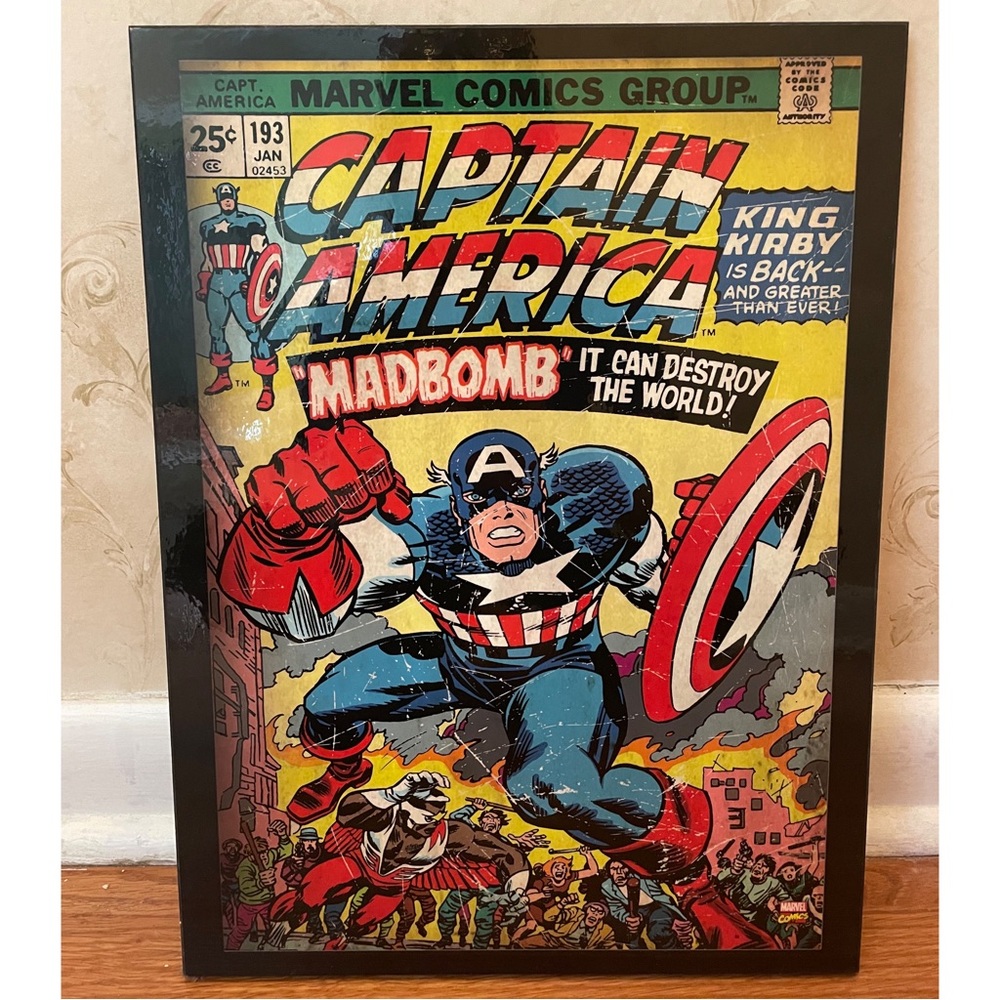 Captain America Wooden Sign Kirklands Home “Madbomb” Comic